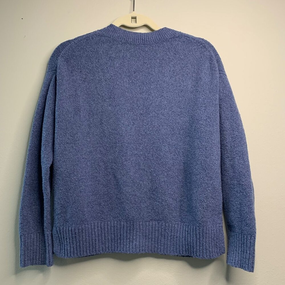 VINCE Oversize V-Neck Sweater Womens XXS Stormy Blue Textured Soft Knit Pullover - Picture 2 of 10